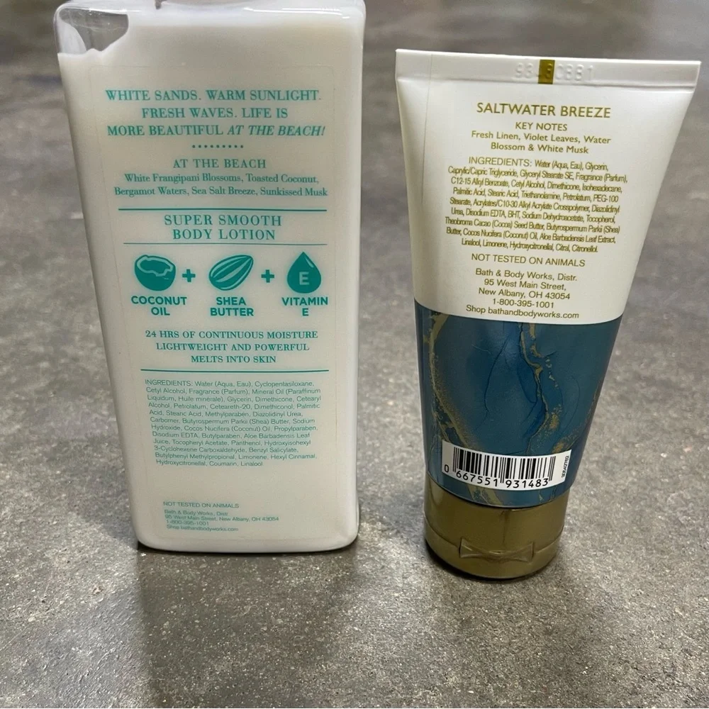 Bath & Body Works Lotion Set At The Beach Saltwater Breeze Summer